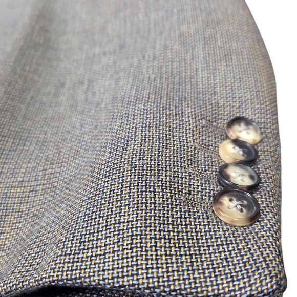 Vtg Ermenegildo Zegna Neiman Marcus Blazer Jacket Cashmere 50L Blue Gold Gray - Picture 8 of 16
